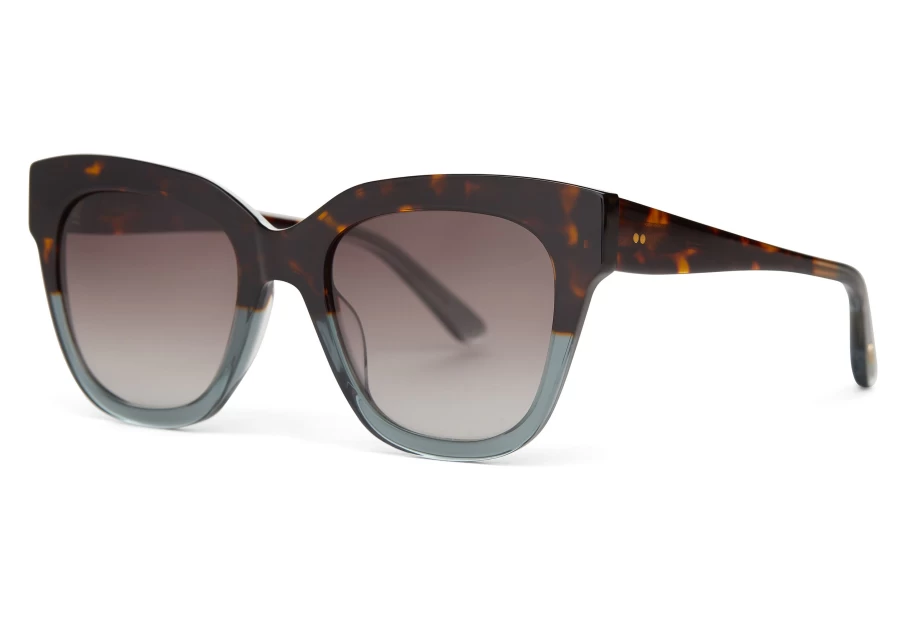 TOMS Handcrafted Tortoise Ocean Grey Fade Sunglasses with Gold & Dark Grey Gradient Lenses