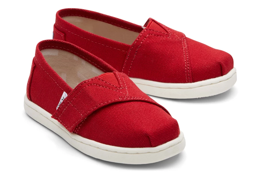 TOMS Red Alpargata Canvas Toddler Shoes for Boys and Girls