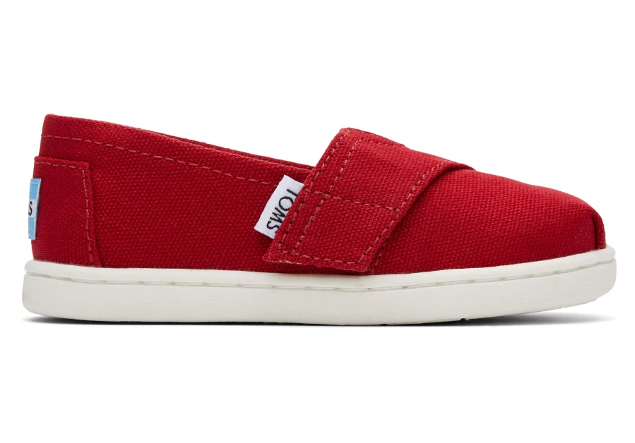 TOMS Red Alpargata Canvas Toddler Shoes for Boys and Girls