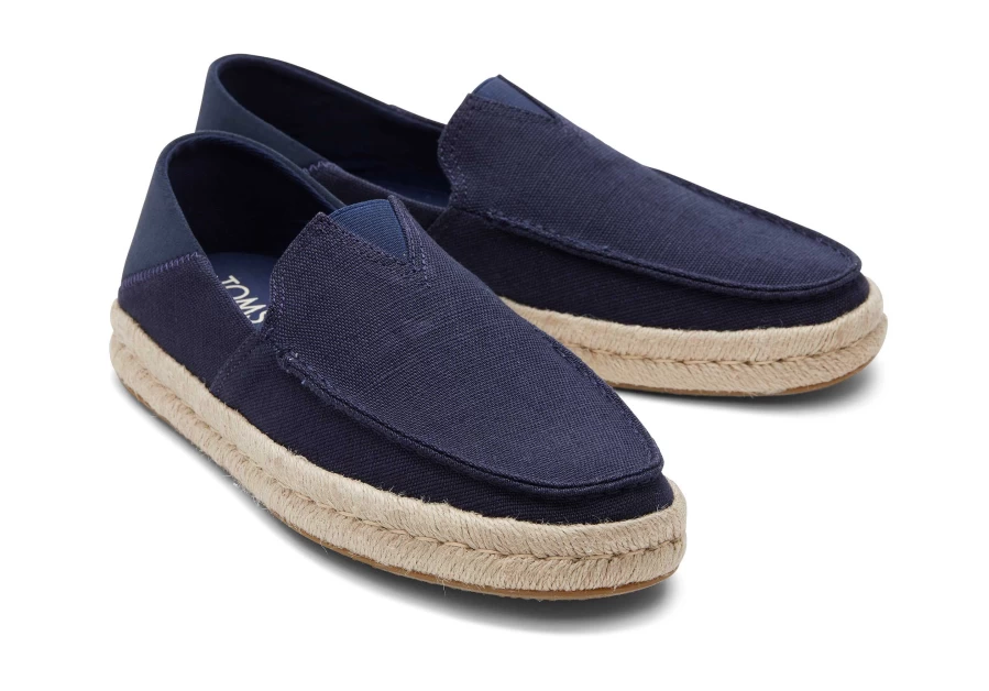 TOMS Alonso Heritage Navy Canvas Rope Loafer Shoes for Men