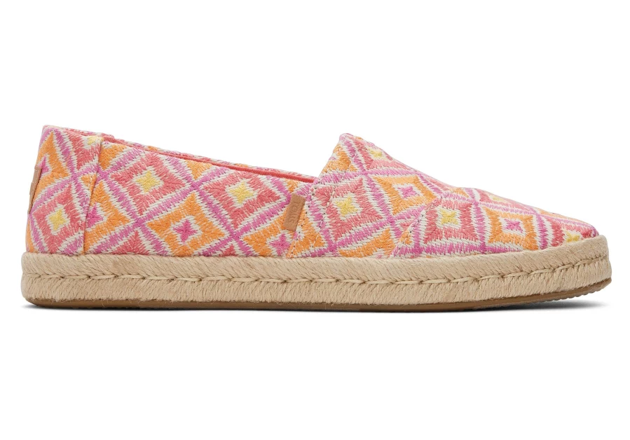 TOMS Geo Pink Alpargata Rope 2.0 Geometric Espadrille Shoes for Women