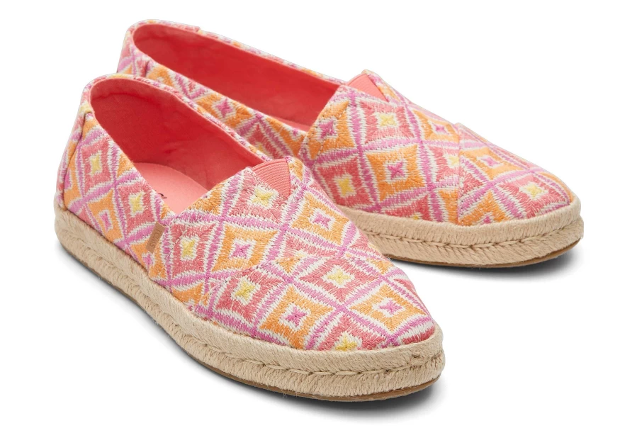 TOMS Geo Pink Alpargata Rope 2.0 Geometric Espadrille Shoes for Women