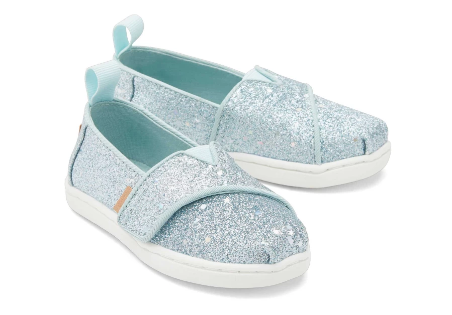 TOMS Cosmic Mint Glitter Alpargata Shoes for Toddlers