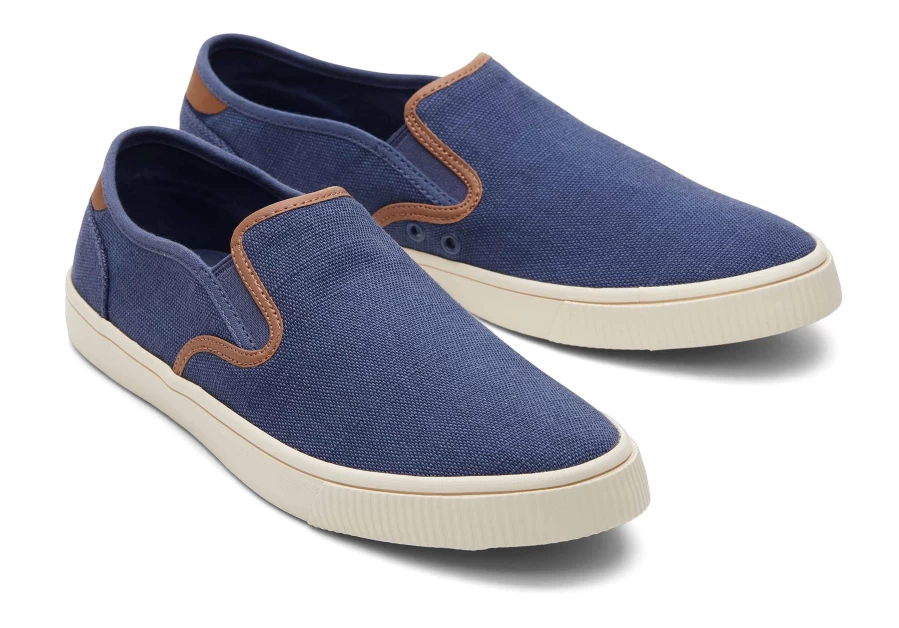 TOMS Baja Blue Synthetic Slip-On Sneakers | Lightweight Comfort Casual Shoes