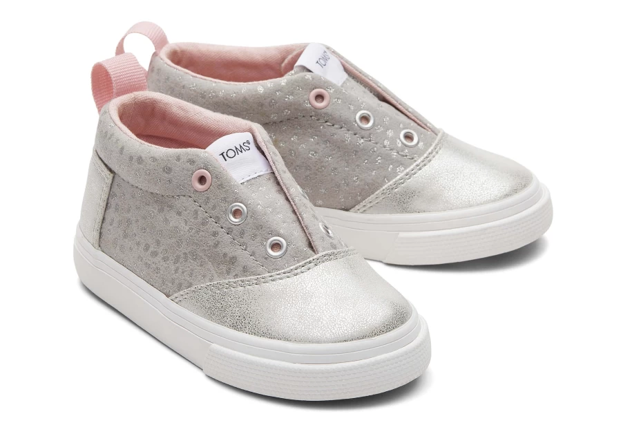 TOMS Drizzle Grey Foil Toddler Shoes for Boys and Girls