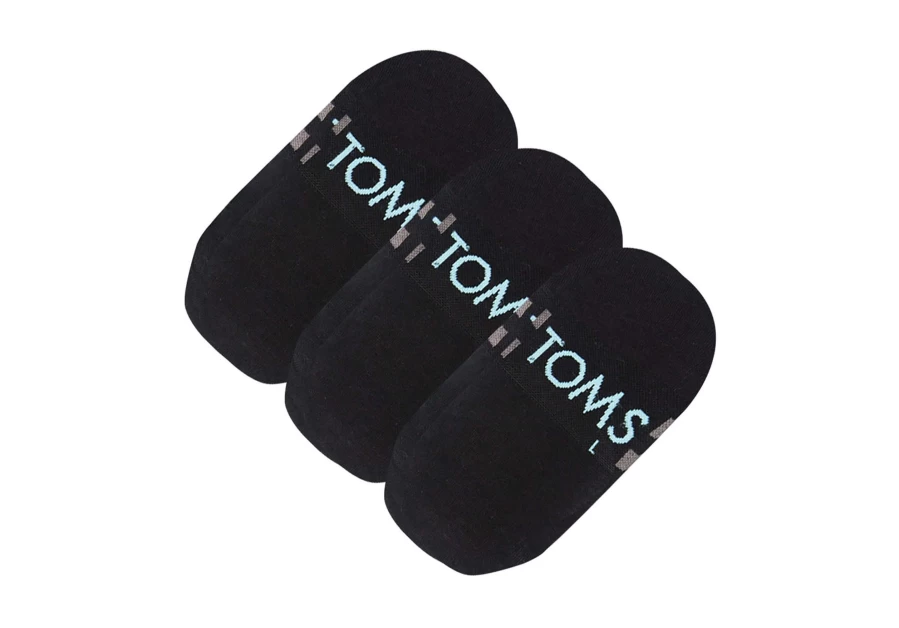 TOMS Classic No Show Socks 3 Pack - Black Invisible Low Cut Liner Slipper Socks for Men & Women