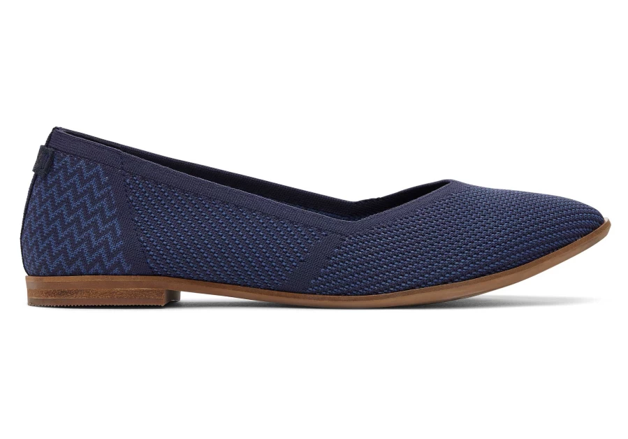 TOMS Navy Jutti Neat Knit Flat Shoes for Women - Comfortable & Stylish Slip-Ons