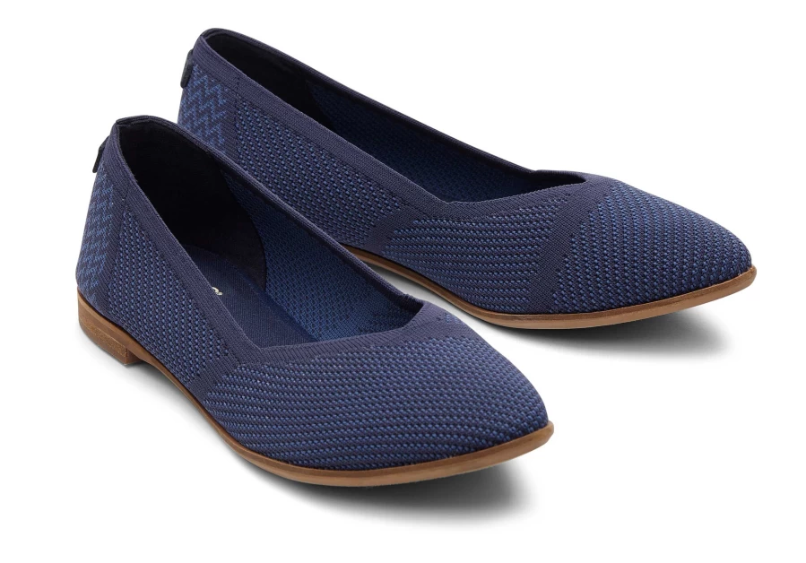 TOMS Navy Jutti Neat Knit Flat Shoes for Women - Comfortable & Stylish Slip-Ons