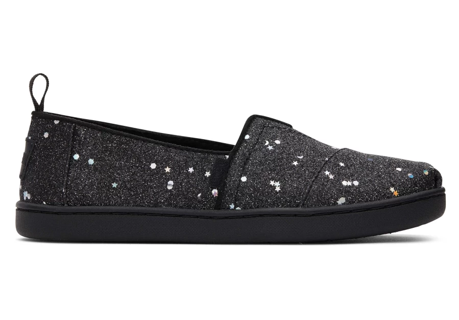 TOMS Youth Alpargata Cosmic Black Glitter Kids Shoes