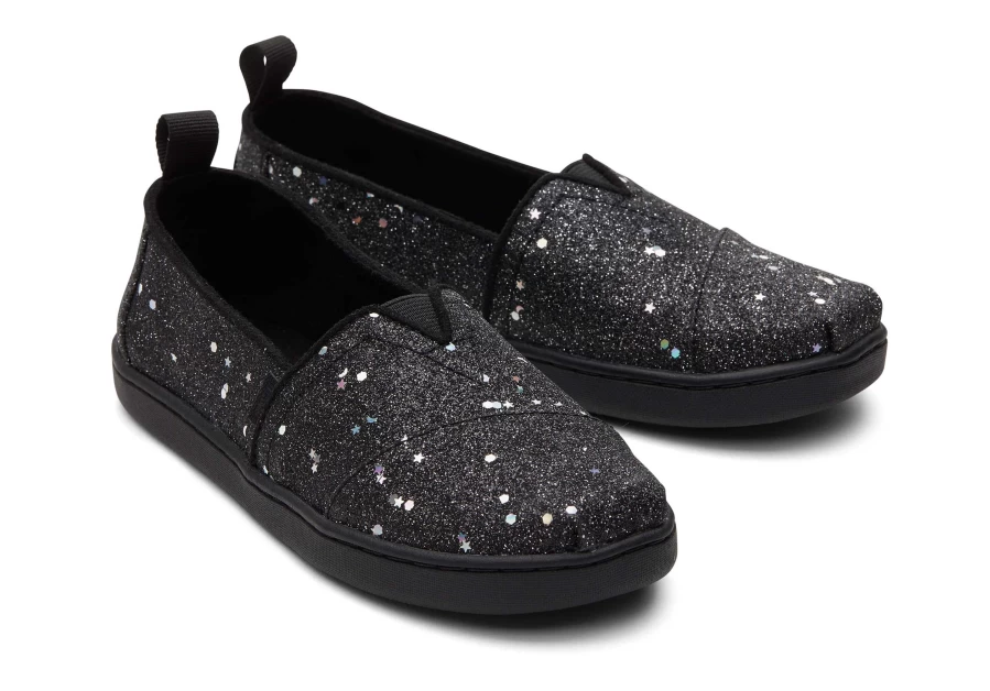 TOMS Youth Alpargata Cosmic Black Glitter Kids Shoes