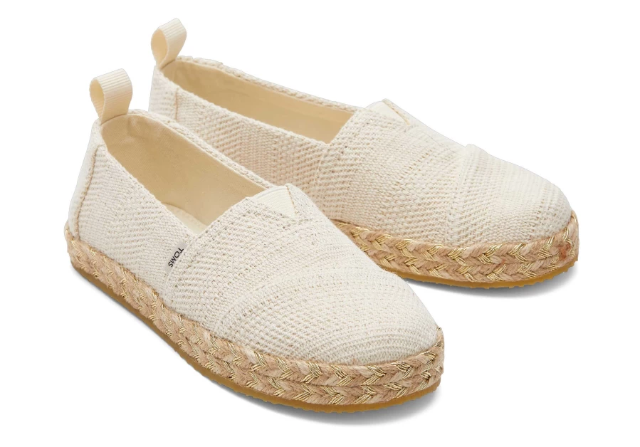 TOMS Youth Alpargata Metallic Kids Shoes in Natural | Comfortable & Stylish
