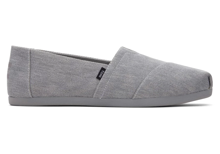 TOMS Alpargata Distressed Grey Twill Slip-On Shoes for Men and Women