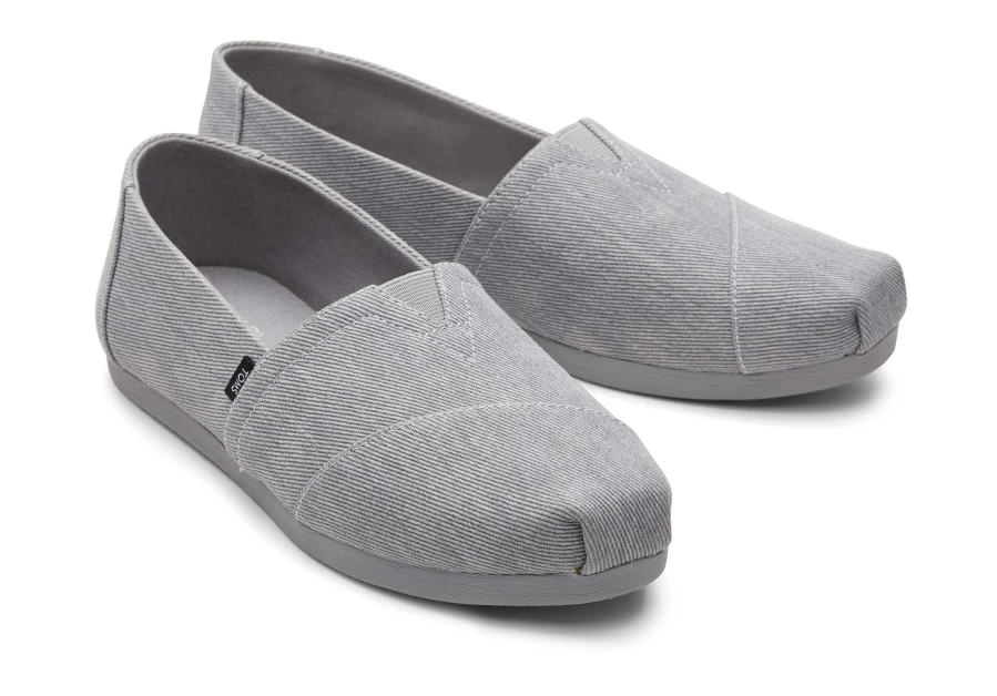 TOMS Alpargata Distressed Grey Twill Slip-On Shoes for Men and Women