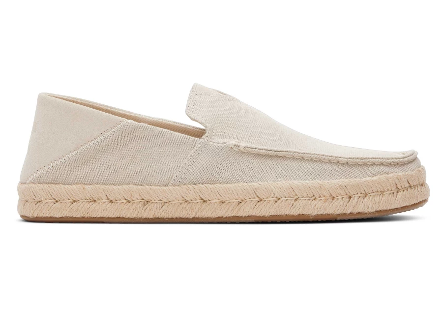 TOMS Alonso Cream Heritage Canvas Rope Loafer Shoes in Fog Color