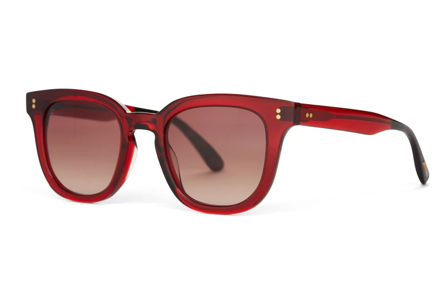 TOMS Venice Rosewood Crystal Handcrafted Sunglasses - Brown Gradient Lens, Premium Wood Frame