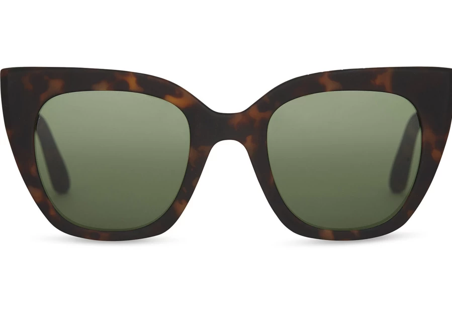 TOMS Matte Blonde Tortoise Sydney Sunglasses with Bottle Green Lenses for Travelers