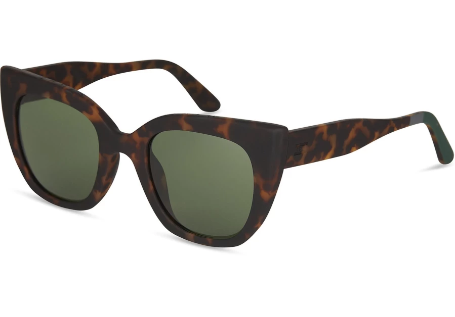 TOMS Matte Blonde Tortoise Sydney Sunglasses with Bottle Green Lenses for Travelers