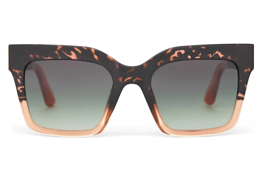 TOMS Adelaide Tortoise Apricot Fade & Olive Gradient Polarized Traveler Sunglasses