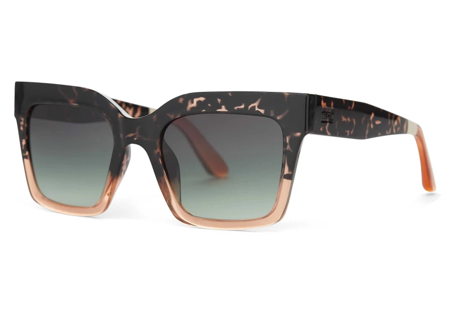 TOMS Adelaide Tortoise Apricot Fade & Olive Gradient Polarized Traveler Sunglasses