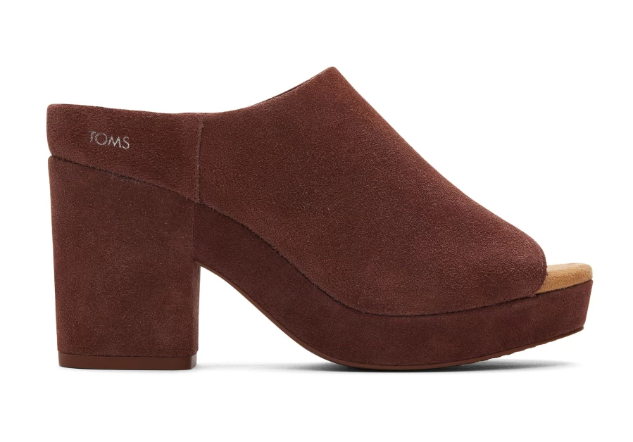TOMS Chestnut Florence Suede Heels - Comfortable Women's Booties