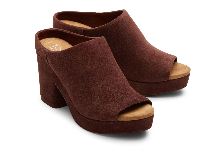 TOMS Chestnut Florence Suede Heels - Comfortable Women's Booties