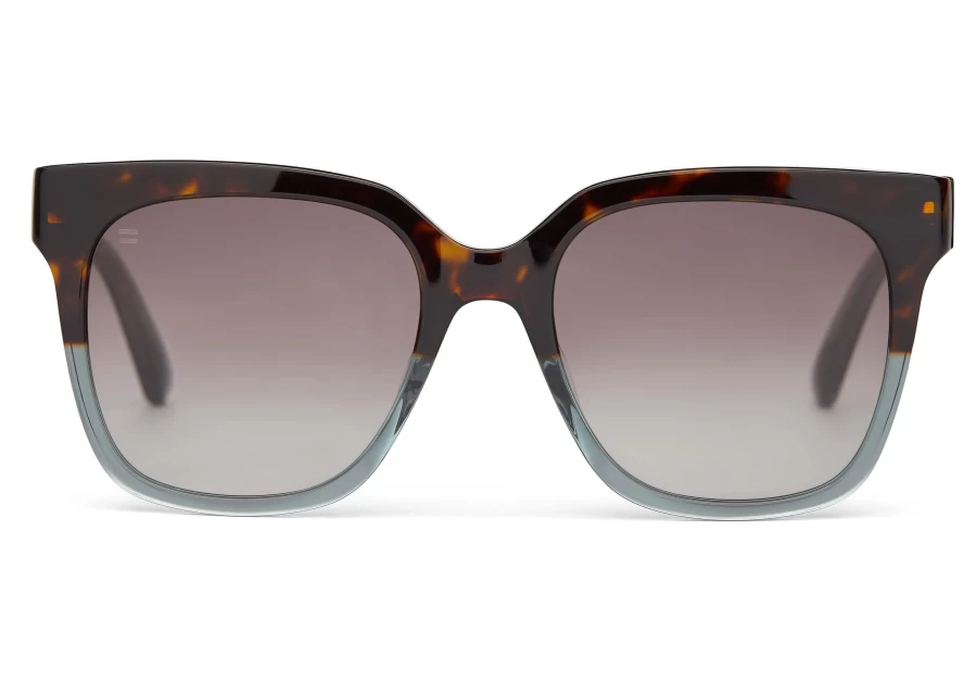 TOMS Handcrafted Tortoise Ocean Grey Fade Sunglasses - Dark Grey Gradient Polarized Lenses