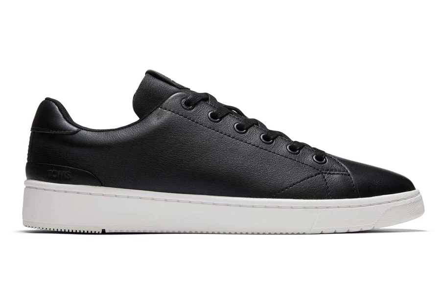 TOMS Trvl Lite Black Leather Lace-Up Sneakers for Men & Women | Comfortable Walking Shoes