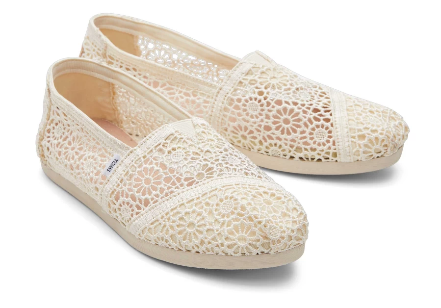 TOMS Alpargata Natural Moroccan Crochet Espadrille Shoes for Women
