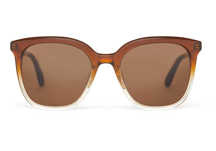 TOMS Handcrafted Cappuccino Champagne Fade Sunglasses - Brown Retro Style Shades