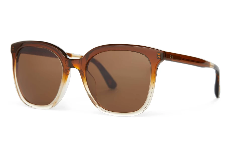 TOMS Handcrafted Cappuccino Champagne Fade Sunglasses - Brown Retro Style Shades
