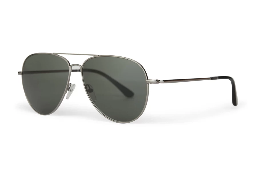 TOMS Shiny Gunmetal Green Grey Handcrafted Hudson Sunglasses