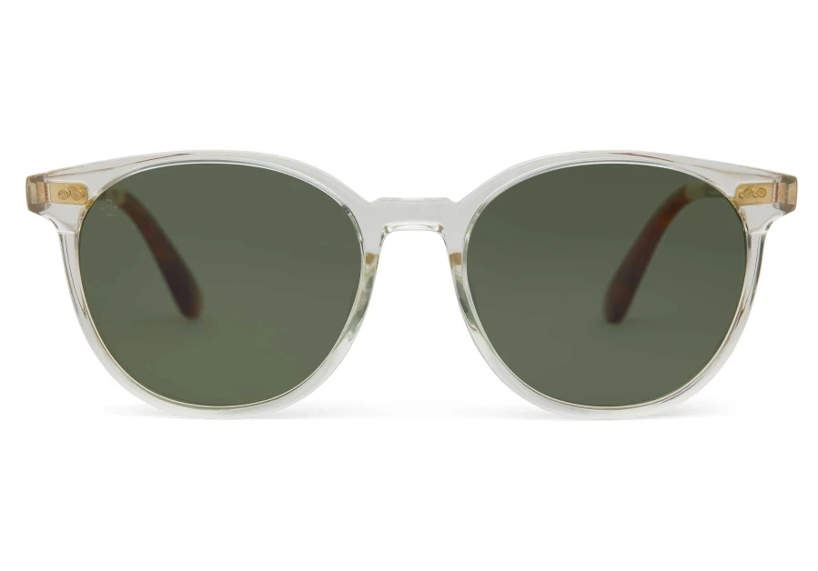 TOMS Vintage Crystal-Green Grey Polarized Sunglasses - Handcrafted with Zeiss Lens