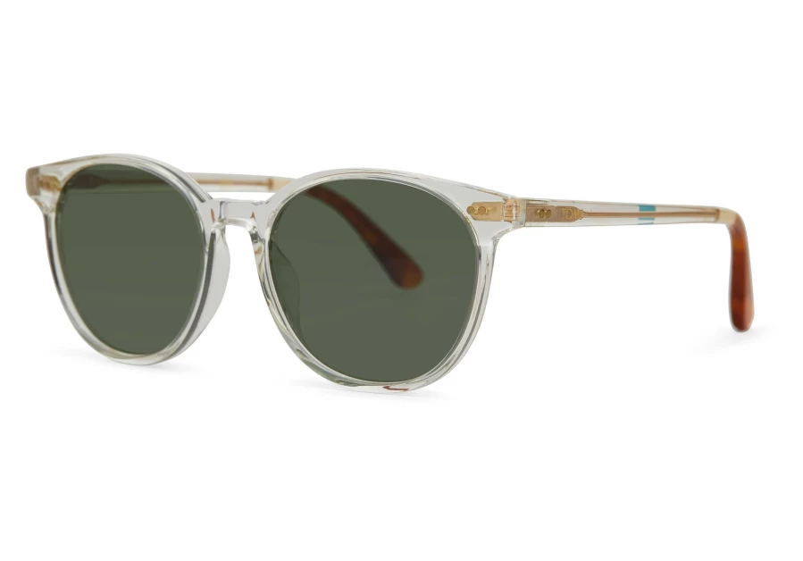 TOMS Vintage Crystal-Green Grey Polarized Sunglasses - Handcrafted with Zeiss Lens