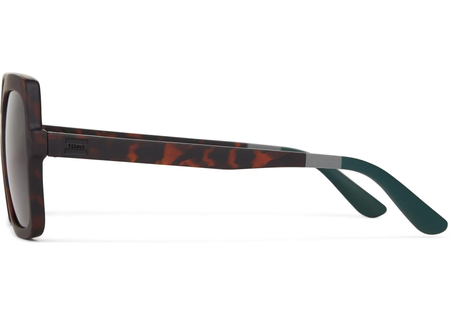 TOMS Athena Tortoise Sunglasses – Matte Blonde Tortoise Frame with Deep Olive Gradient Lenses