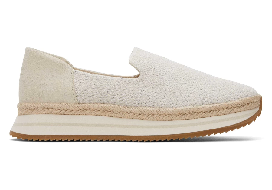 TOMS Suede Fog Jocelyn Cream Textile Espadrille Sneakers for Women