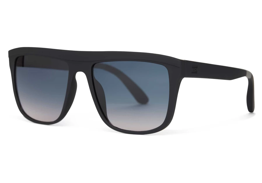 TOMS Matte Black & Aqua Blush Gradient Traveler Sunglasses – Jett Style UV Protection