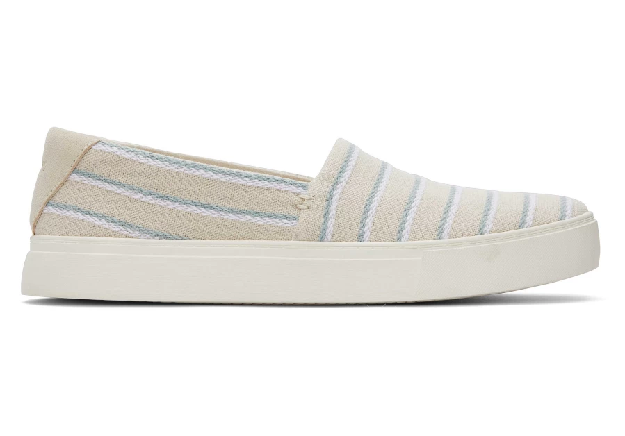 TOMS Kameron Cream Stripes Slip-On Sneakers in Stripes Fog | Comfortable Casual Shoes