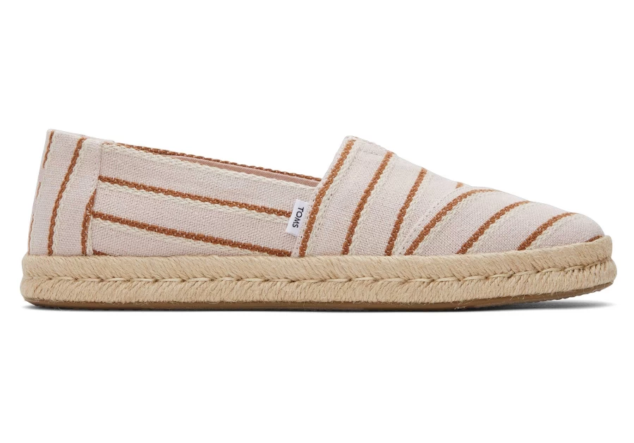 TOMS Alpargata Rope 2.0 Espadrille Flats - Stripes Ballet Pink Women's Shoes