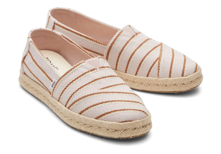 TOMS Alpargata Rope 2.0 Espadrille Flats - Stripes Ballet Pink Women's Shoes