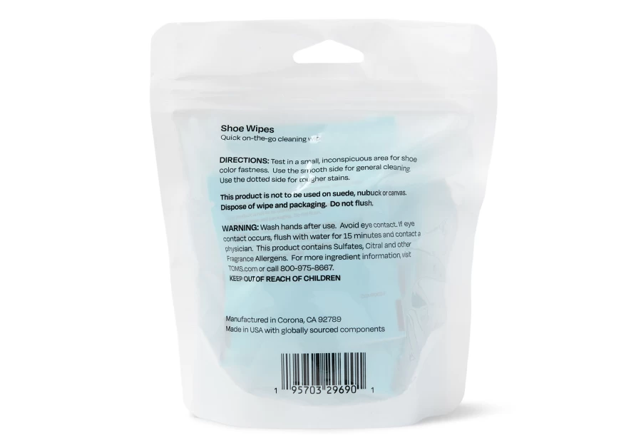 TOMS White Shoe Cleaning Wipes - 8 Pack | Gentle & Effective Shoe Care