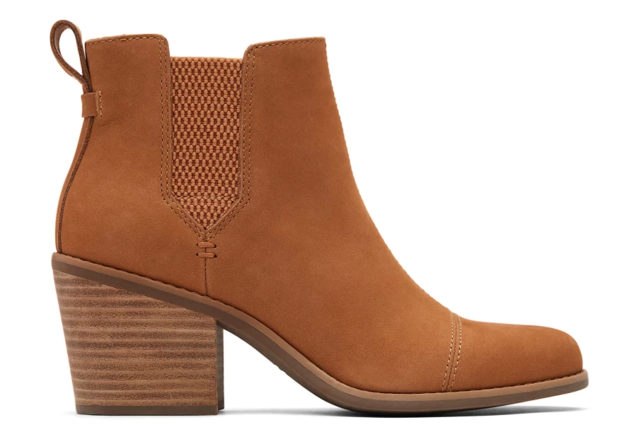 TOMS Everly Tan Nubuck Heeled Boots for Women