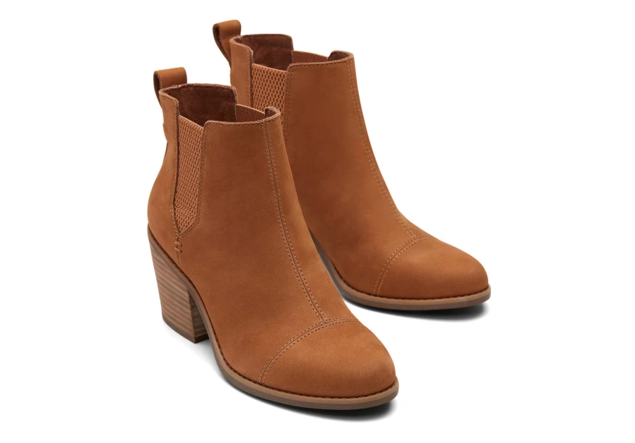 TOMS Everly Tan Nubuck Heeled Boots for Women