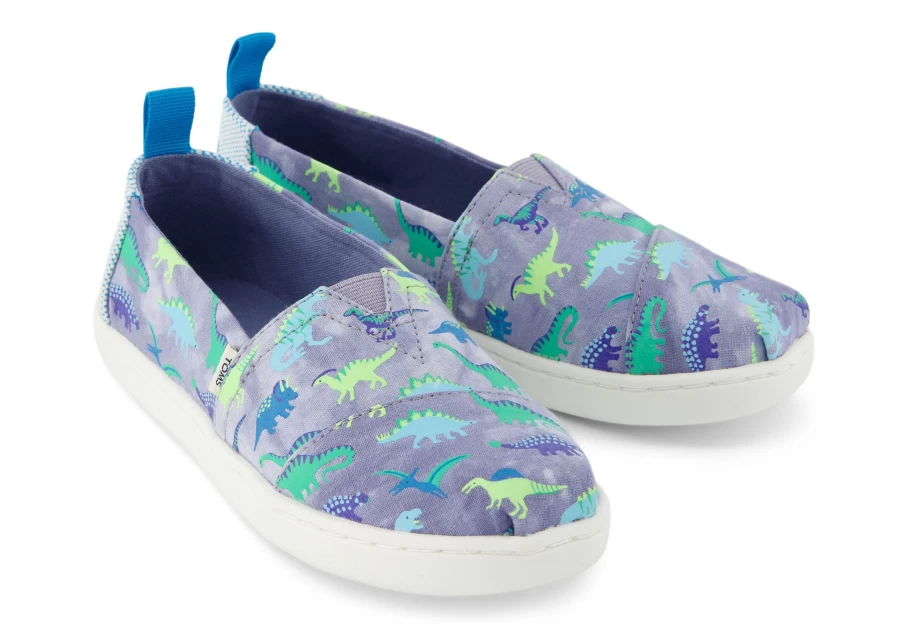 TOMS Youth Alpargata Kids Shoes - Dino Print Casual Comfortable Slip-Ons