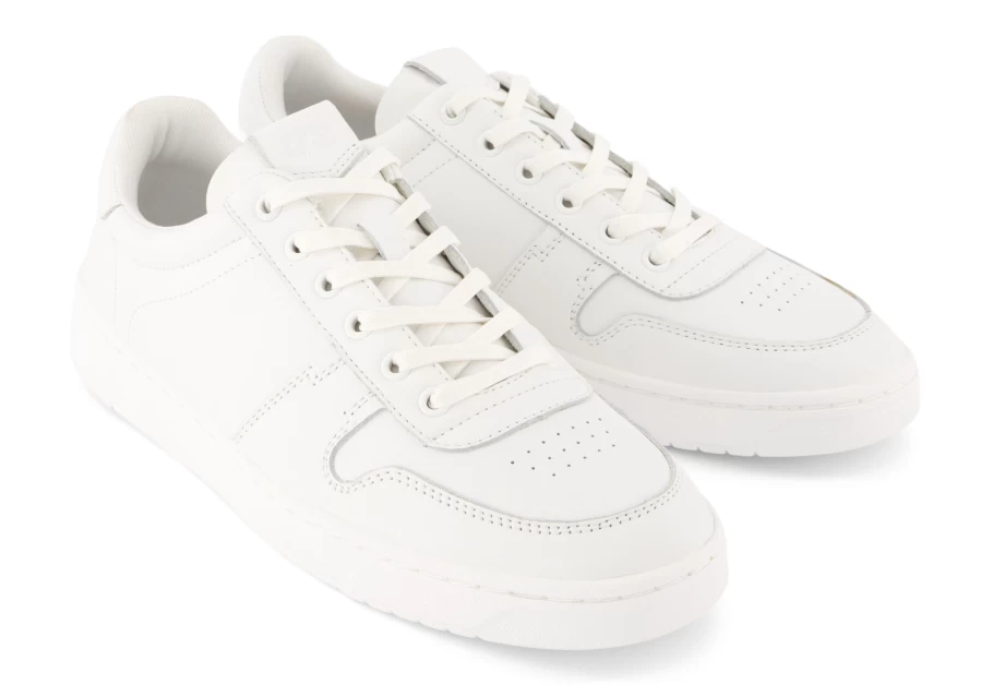 TOMS Trvl Lite Court White Leather Sneakers for Men & Women - Comfortable Casual Shoes