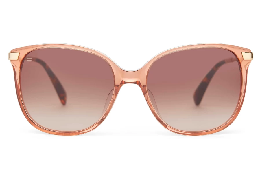 TOMS Handcrafted Sunglasses in Apricot Crystal/Gold/Brown Gradient – Sandela 201 Style