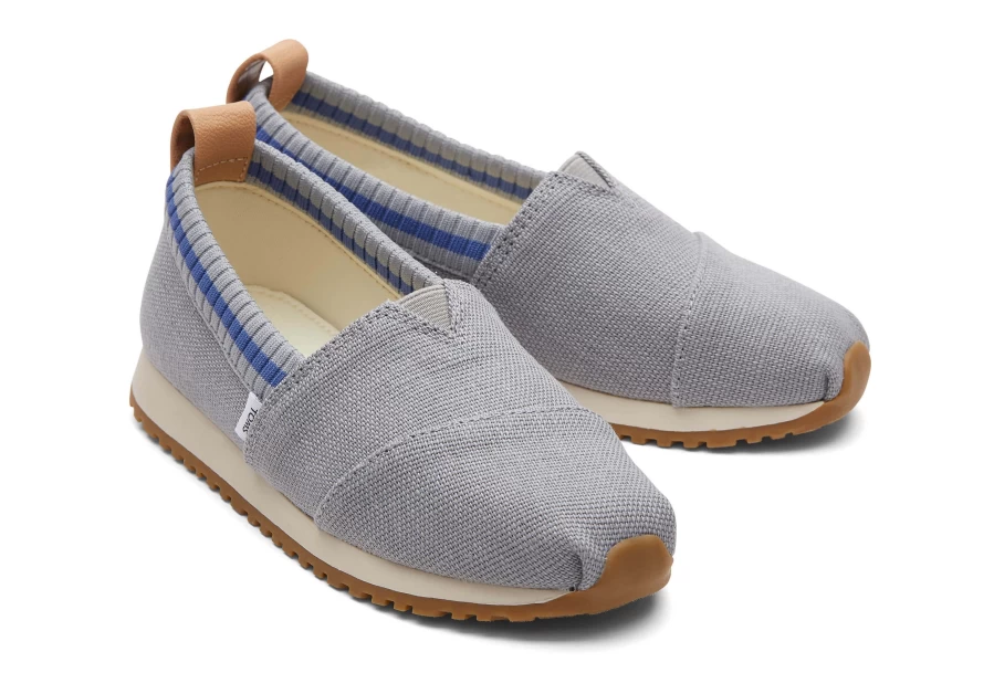 TOMS Shadow Grey Heritage Canvas Youth Sneakers for Kids