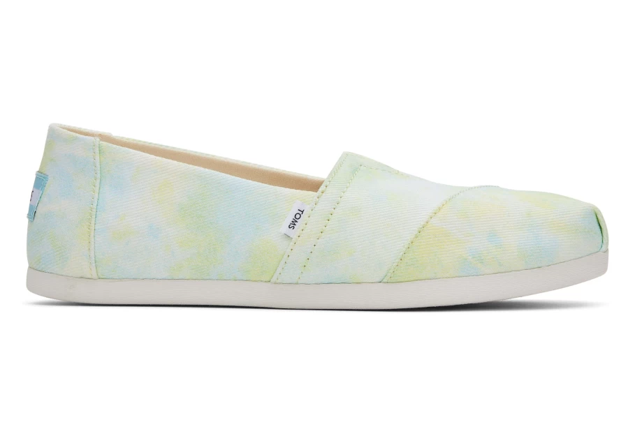 TOMS Alpargata Neon Yellow Lime Tie-Dye Twill Espadrille Shoes