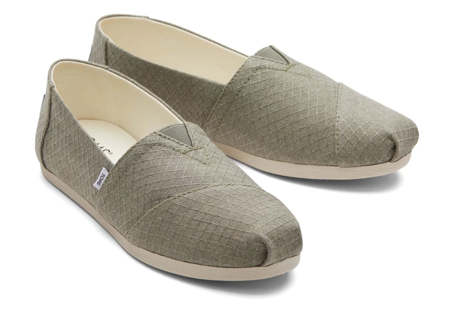 TOMS Alpargata Shoes for Women - Vetiver Diamond Texture Espadrille Sandals