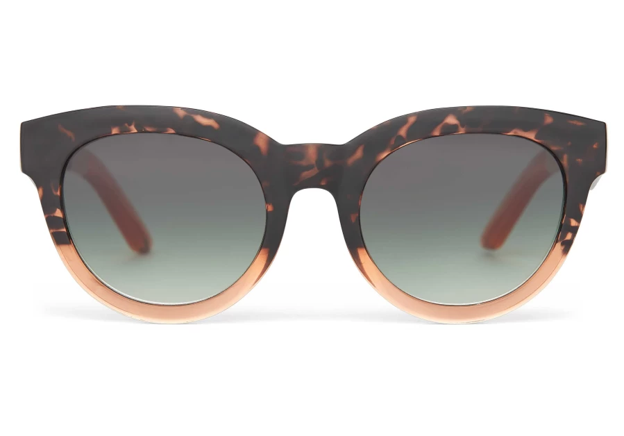 TOMS Florentin Blonde Tortoise Apricot Fade & Olive Gradient Polarized Traveler Sunglasses