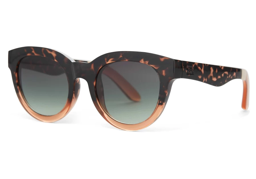 TOMS Florentin Blonde Tortoise Apricot Fade & Olive Gradient Polarized Traveler Sunglasses